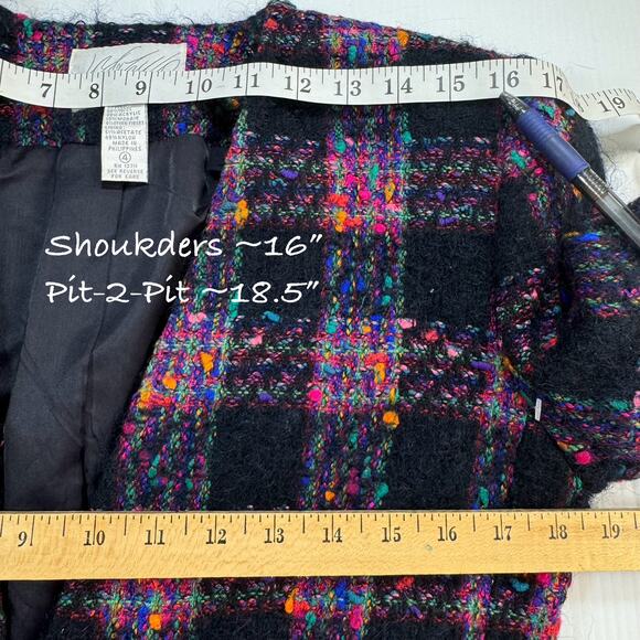 VTG Lord & Taylor Wool Mohair Blazer 4 Purple Plaid Dark Academia Old Money Ivy - Picture 6 of 9